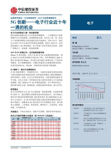 中信建投 电子行业2019年投资策略报告：5G创新——电子行业近十年一遇的机会.pdf