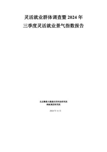 灵活就业群体调查暨2024年三季度灵活就业景气指数报告.pdf