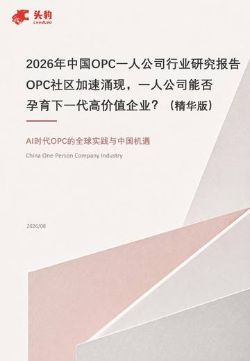 2026年中国OPC一人公司行业研究报告-OPC社区加速涌现-一人公司能否孕育下一代高价值企业？（精华版）.pdf