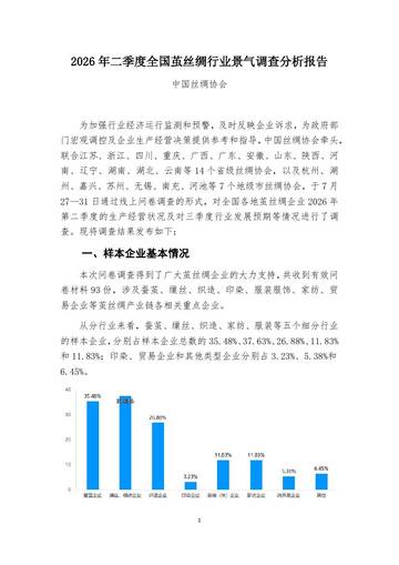 中国丝绸协会-2026年二季度全国茧丝绸行业景气调查分析报告.pdf