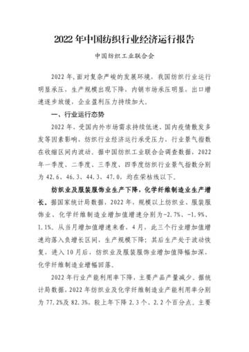 2022 年中国纺织行业经济运行报告.pdf