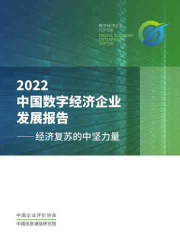 中国企业评价协会：2022中国数字经济企业发展报告.pdf